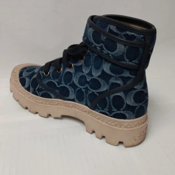 Coach Trooper Mid Top Boots in Signature Denim - Picture 9 of 11